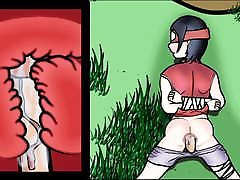 Naruto hentai Sarada catches and shows anal