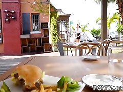 Brunette Waitress Keira college wild real wild Pounded Pov For Great Service