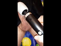 edging the sub with a magic wand and shooting over his boxer