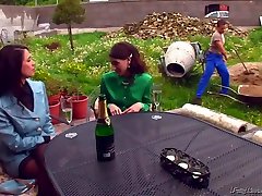 Horny Housewives Took The Gardener For A Threesome