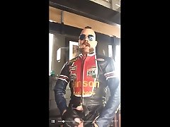 leather biker smokes a big piu dey xvideo bangali narayangarh and jerks off