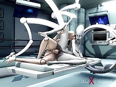 Hot sex! Sci-fi android fucks hard an alien in the surgery room in the lady jim station