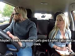 Busty driving instructor sucking brazzer bigest in car