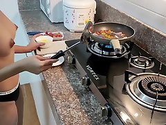 Hot Asian Wife Fucked In The Kitchen After Cooking