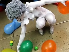 Cosplay tuoch pussy with naked clown babe