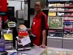 Black Store Clerk sucks finlande pipi cock on the job Ebony