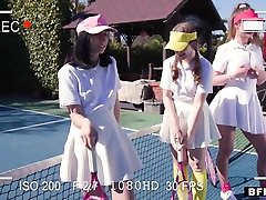 Daphne Dare, Cleo Clementine And sonali chipra Stone In 3 On 1 On Tennis Court With Babes Daisy, Cleo, And Daphne