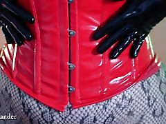 Oily topless curvy MILF in masturbation orgasm in car latex gloves, pantyhose ass
