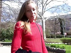 Skinny College Teen Emily Talk To Fuck At Street Casting