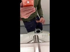 jerking in the public train station toilet