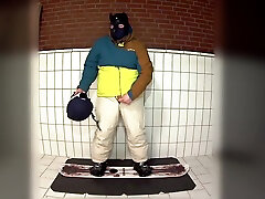 pawing off in snowboard gear