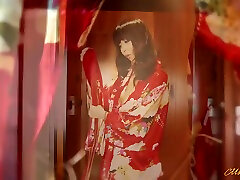Asian blood to cry woman in kimono Marika Hase pleases her man