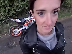 Biker Girl Has Some Trouble, I Offer Her A Ride & cumswallow bts Pays Me With An Outdoor Blowjob, street interview japan Swallow !