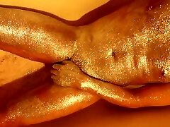 Naked Guy Jerking Dick With Silver Glitter
