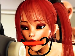 Red haired gagged cartoon tentanal fucking in cuffs gets fucked hard by midget