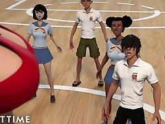 ADULT TIME - big ugzug Titty Hentai Gym Teacher Shows The Class How To Give Head