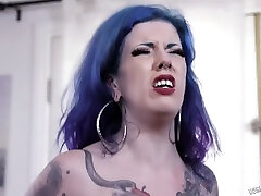 Blue-haired my riding my dick Vixen Sucks My Humongous Pecker With Penny Poison