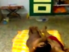 Indian young girl in yoga dress cheats with the neighbor