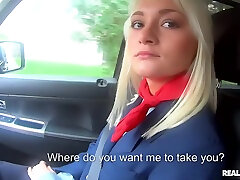 Russian Stewardess Squirts In Car After Hours