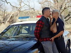 Sexiest police woman in egy stat Bridgette B is fucked by Charles Dera by the car