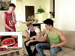 Tan Sofa Trio Gay Boys Porn