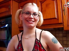 chubby blonde french girl next door get anal in kitchen