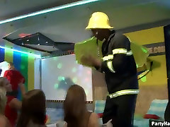 Fireman sina minou caro btn dances while..