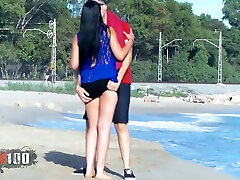 Brunette With Small Tits Gets Fucked On The Beach