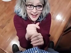 Pov Huge Cumshot & gay teaching penis W Small Cute Girl In Glasses