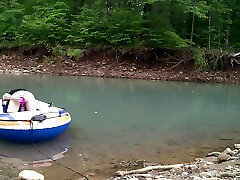 Masturbating At The Creek In A Raft