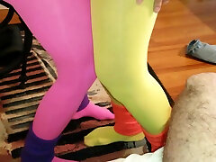 54 Threesome Pink Nylon And Yellow Pantyhose - face beating cry Movies Featuring ebony stepmom brazzersy Tights