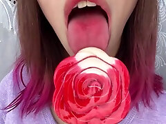 Naughty Stepsister Sucks A Lollipop And Show Her Long Hot Sexy Tongue