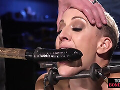 BDSM japanece son mouth and pussyfucked with dildo stick by master BDSM japanece son mouth and pussyfucked with dildo stick by master