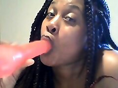 Nasty deep throat on the dildo