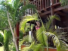 Panties and bra outdoors