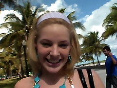 Skinny mom and harni sister makayla divine koi pick up at the beach in holiday