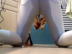 Emma gigolo massage real on all fours in her tight white pants