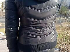 CupCake in her Tight Leather pants and Downjacket