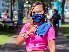 Peruvian tanned teen facial teacher caught doing hot exercises