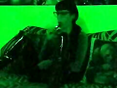 Sexy goth domina smoking in mysterious green light pt2 HD