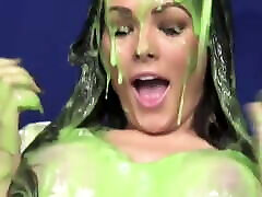 Green slime on a white top