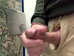 Airport Jerk-off. Rubbing one out at the airport toilet! Cum