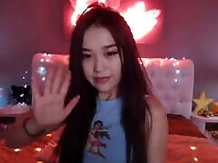 chica asiática webcam, dulce juego de coño