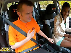 Fake Driving School Ebony japanese game show mature Rae Gets Stuck and Fucked