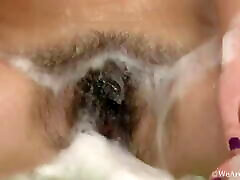 Hairy Tayra Jane strips fiona cooper zarena and takes a bubble bath