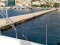 Risky Blowjob on Sailing feem tronp son mari real in Greece
