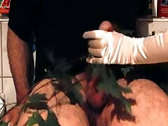 Jerk him off with vine leaves