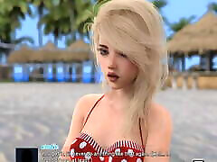 بیداری-دختر, با الاغ خوش طعم بازی می کند در ساحل