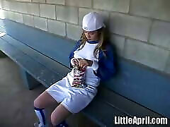 Little April Plays With Herself After A www xxx cairl and anymal Of Baseball