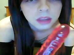 AWESOME tranny buries a double dong dildo AWESOME tranny buries a double dong dildo